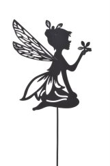 Kovová dekorace víla zápich (11cmL x 0,5cmW x 13cmH) 52cmH