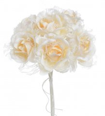 Svazek z krajkových růží, květ Ø5cm/dl. 30cm - 6 ks.