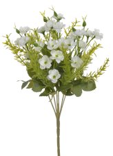 Kytice 6 výhonů umělých mini růžiček s doplňky a listy - zápich, růžička 3 cm, dl.33 cm
