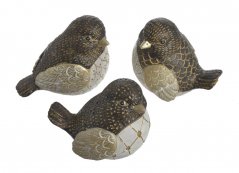 Dekorace figurka sedící ptáček mix druhů H6,5-7,5cm..8,5-9cmLx6cmWx7-7,5cmH. - 3ks