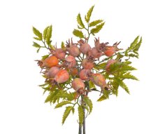 Svazek umělých větviček divoké růže s plody dl. 24cm -  3ks
