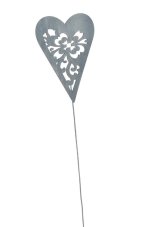 Dekorace dřevěné srdce zápich (7cmLx0,2cmWx10cmH) 31cmH - 4ks