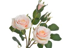 Umělá rozkvetlá růže 2 květy + 2 poupata,  květ Ø 6,5cm, dl.49cm