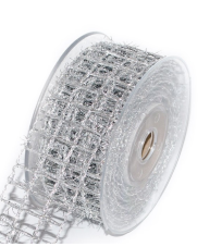 Vánoční síťovaná stuha s metaloplastem 5cm/5m