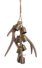 Závěsná dekorace paroží se zvonky, 35 cm