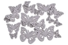 Dřevěné výseky ve tvaru motýla 3-7cm - 18ks