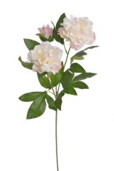 Umělá pivoňka na stonku, 2 květy a poupě, hlavička Ø11cm/dl.62cm
