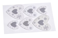 Dekorace dřevěné nálepky srdíčka  3-5cm tl.2 mm - 6ks