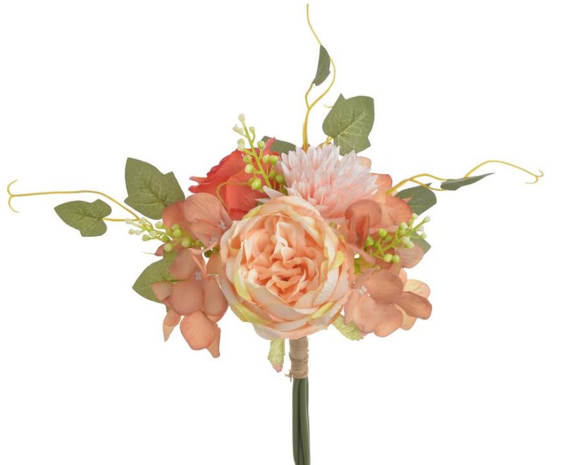 Umělá míchaná kytice z pivoňky, hortenzie a chryzantémy dl. celkem 35cm