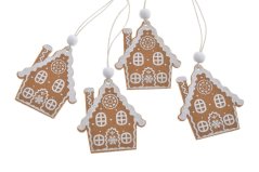 Dekorace malovaný domek závěs 5,5cmLx0,3cmWx6cmH. - 4ks
