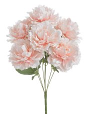 Kytice umělých pivoněk 7 květů s listy, květ Ø 11cm/dl.46cm