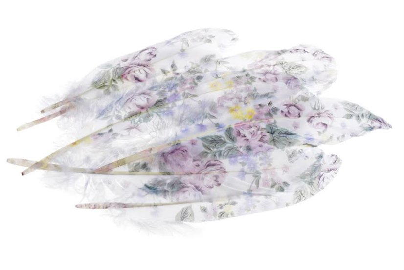 Přírodní peří s potiskem dl.18-20cm - 10ks