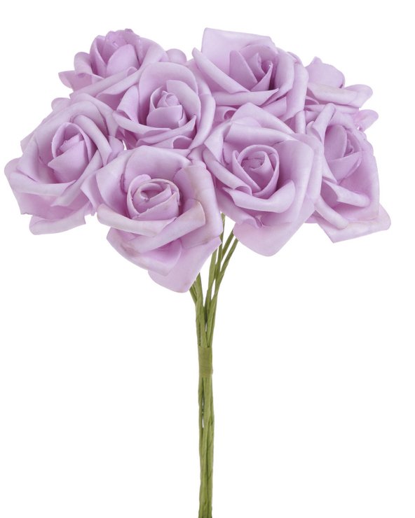 Svazek hlaviček pěnových růží na drátku Ø6cm/dl.25cm - 8ks