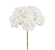 Hlavička pěnové růžičky na drátku Ø 3,5 cm, drátek 12 cm - 6ks