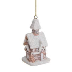 Dekorace perníkový kostel 4,3cmLx2,4cmWx8cmH - závěs