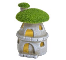 Dekorace keramický domek hříbek s LED osvětlením 15cm