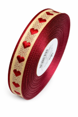 Plátnová stuha se vzorem a drátkem 15mm/25m