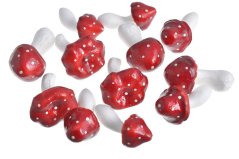 Podzimní dekorace - muchomůrky na aranžování mix 6,5-8cm, 12ks