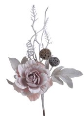 Zápich umělé růže s přízdobami, květ Ø 8cm, zápich celkem 25cm 162CAN15249_1091