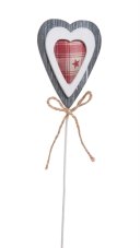 Vánoční dekorace srdce zápich 8cm/34cm - 4ks