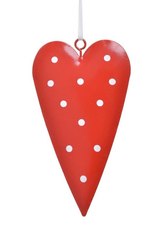 Dekorace plechové srdce s potiskem 12 x 7cm - závěs