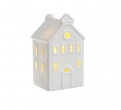 Dekorace porcelánový domek s LED osvětlením .6,5cmLx5,5cmWx11,5cmH