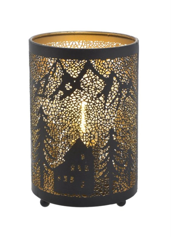 Dekorace kovová LED lampa 10,5cm∅x16cmH.