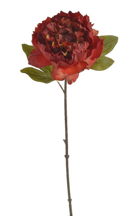 Umělá pivoňka na stonku s listem, květ Ø 15cm, dl.53cm