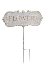 Kovový zahradní zápich FLOWERS 45 cm – dekorativní cedulka