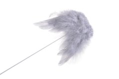 Zápich s péřovými křídly 30 cm,  6ks  - šedé