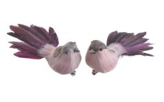 Dekorace péřový ptáček na klipu 12cmLx6cmWx5cmH - 2ks