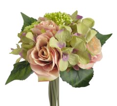 Kytice umělých hortenzií a růží s doplňky a listy dl. 30cm 149CAN76-11432_14