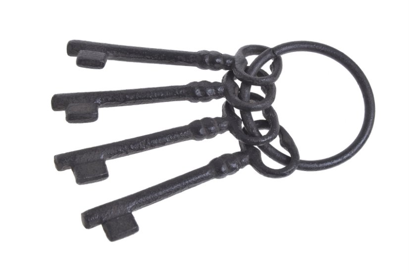 Dekorace svazek kovových klíčů 14,5cmH