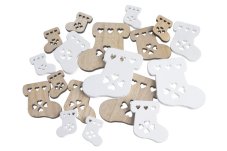 Vánoční dekorace ponožky se vzorem srdíček,2 barvy a 3velikosti 2,7/3,5/6cm - 18ks