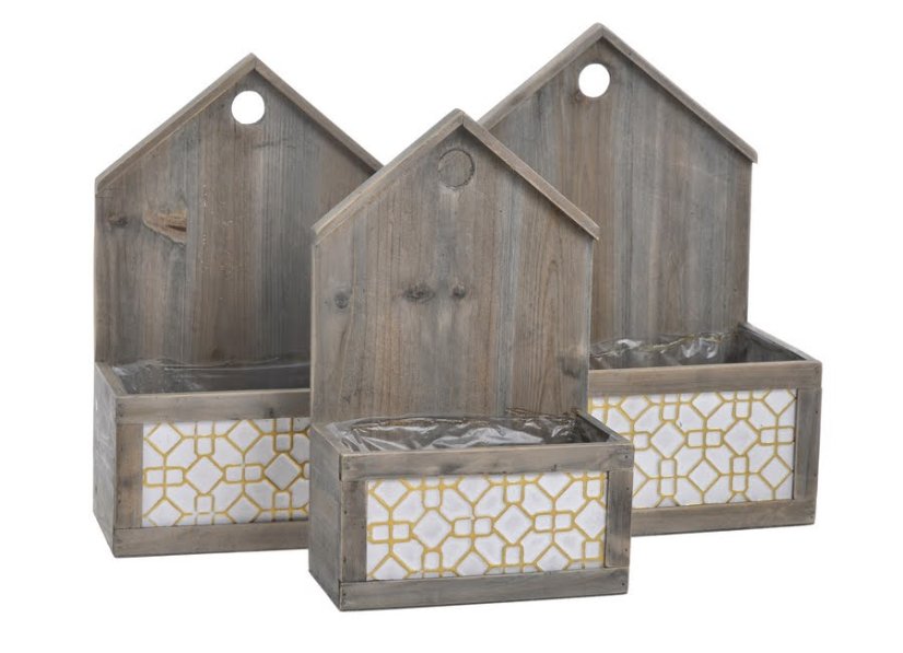 Sada dřevěných nádob 26cmLx15cmWx36cmH, 23xmLx12,5cmWx34cmH, 20cmLx10cmWx32xmH - 3 ks