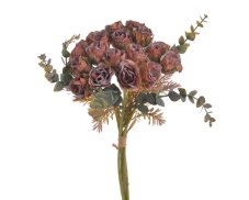 Kytička umělých růží 20 květů s listy a doplňky, hlava Ø 3,5cm, dl.32cm