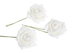 Hlavička pěnové růže na drátku 7cm/dl.25cm - 12ks