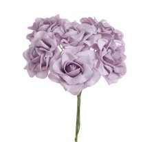 Hlavička pěnové růžičky na drátku Ø 6cm, drátek 25cm - 6ks