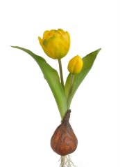 Umělý tulipán s cibulí, hlavička 4,5cm, celkem dl. 25cm