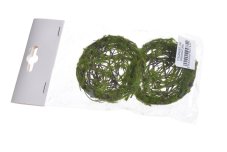 Dekorace proutěné hnízdo s umělým mechem 7,5cm∅, 1,5cmH - 2ks