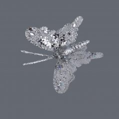 Dekorační motýl z organzy s glitry na klipu 5cm - 24ks