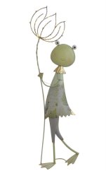 Dekorace plechová stojící žába  24cmL x 13cmW x 83cmH