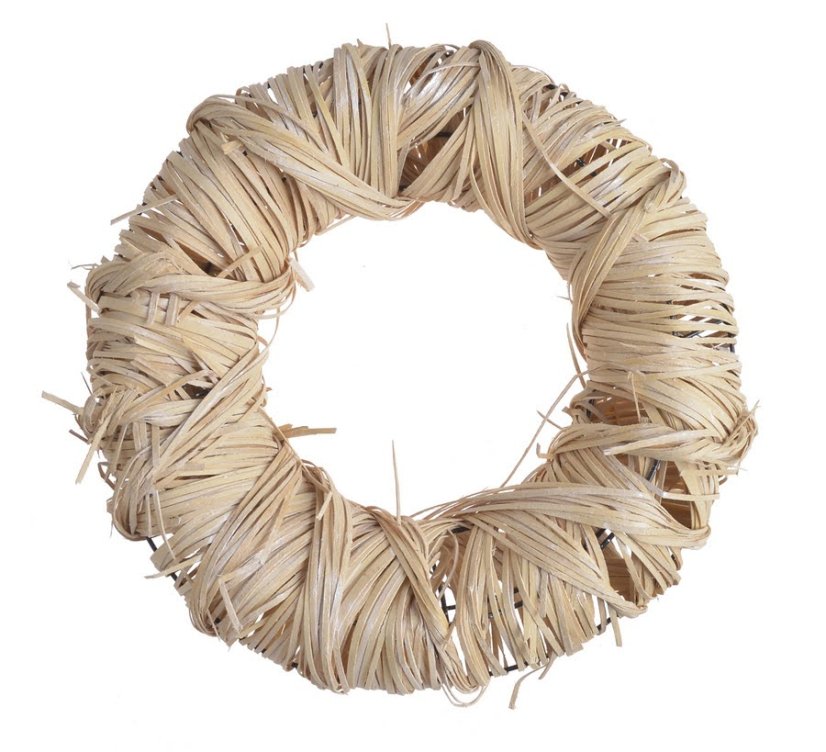 Věnec z plochého ratanu na kovové konstrukci Ø 34cm, H8cm