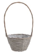 Proutěný košík pletený na drátěnou konstrukci  Ø 28/H19/60cm