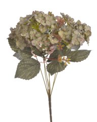 Kytice umělých hortenzií 7 květů s listy a doplňky, květ 10cm, dl.40cm