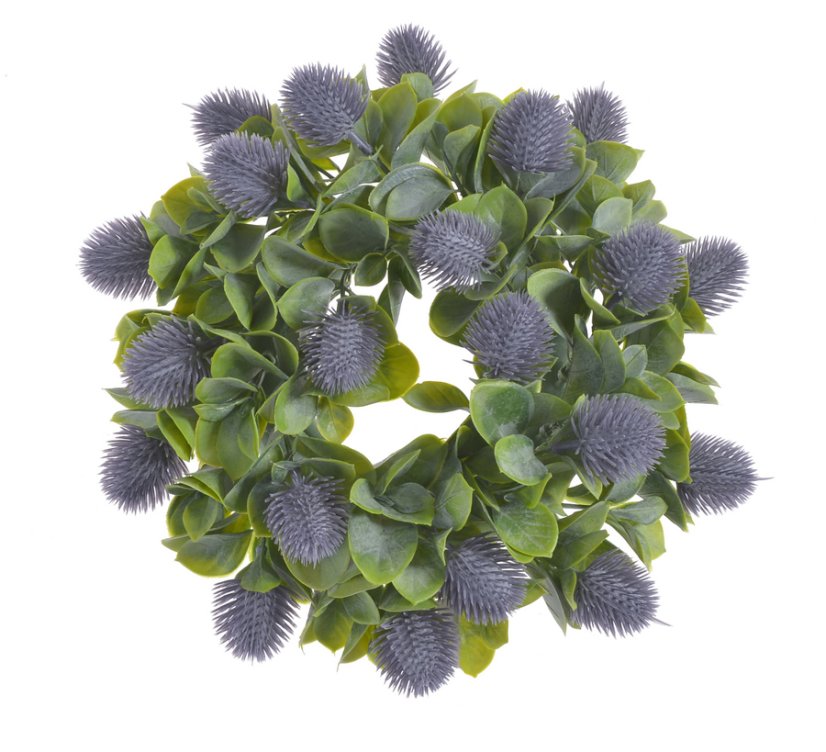 Věnec z umělých lístků a bodláků Ø 24cm