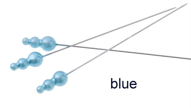Špendlík s perličkovou hlavičkou dl. 10cm - 72ks - Barva: Modrá světlá