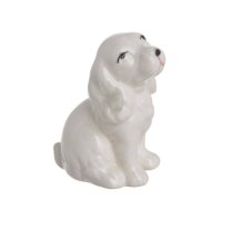 Dekorace porcelánový pejsek sedící 5cmLx5,5cmWx7,5cmH