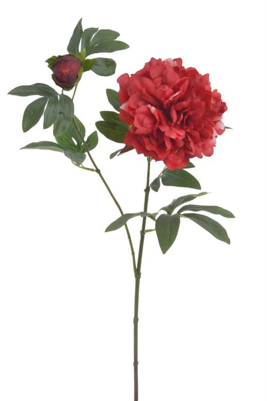 Umělá pivoňka s květem a poupětem, květ Ø13cm/dl.70cm