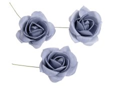 Hlavička pěnové růže na drátku Ø 6cm/dl.8cm - 8ks
